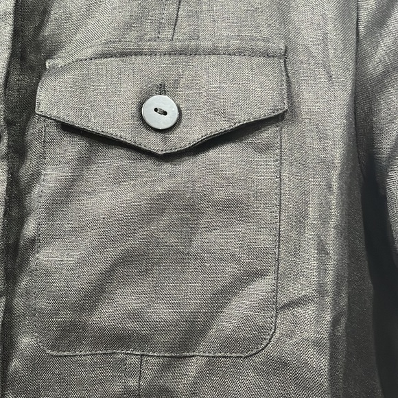 Alice Blue Linen Safari Utility Long Sleeve Buttoned Black Blouse S - Picture 4 of 11